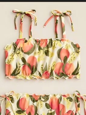 NWT J.Crew Crewcuts Girls' yellow floral lettuce-edge swim top SZ 4